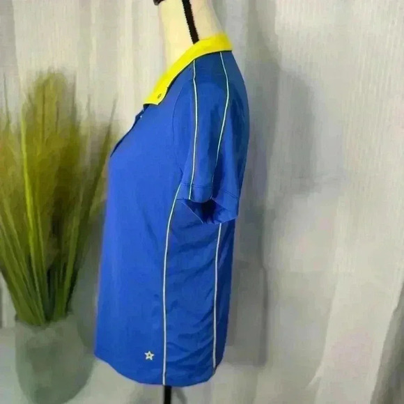 NWOT Lohla Sport Women’s Size M/L Golf Short Sleeve Blue & Yellow Snap Closure - Picture 4 of 7